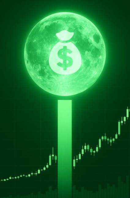 Green Moonbag with Rising Chart Pattern